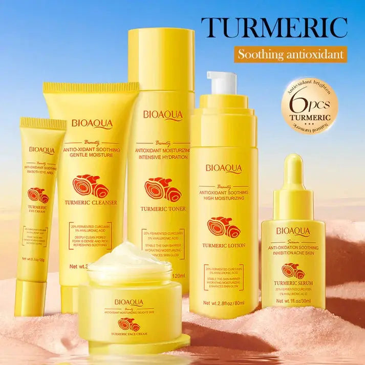 BIOAQUA Turmeric Antioxidant Soothing & Hydrating 6 piece Skincare Gift Set by Poppy Gifts