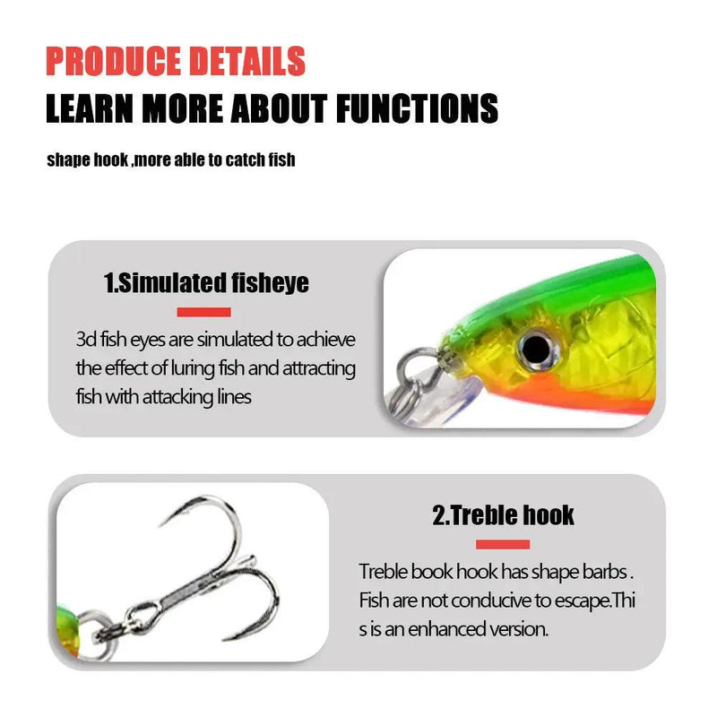 6 Pack Fishing Lures Hard Baits, 3D Eyes Minnow Fishing Lures 16cm 42g by dealonline.co.nz