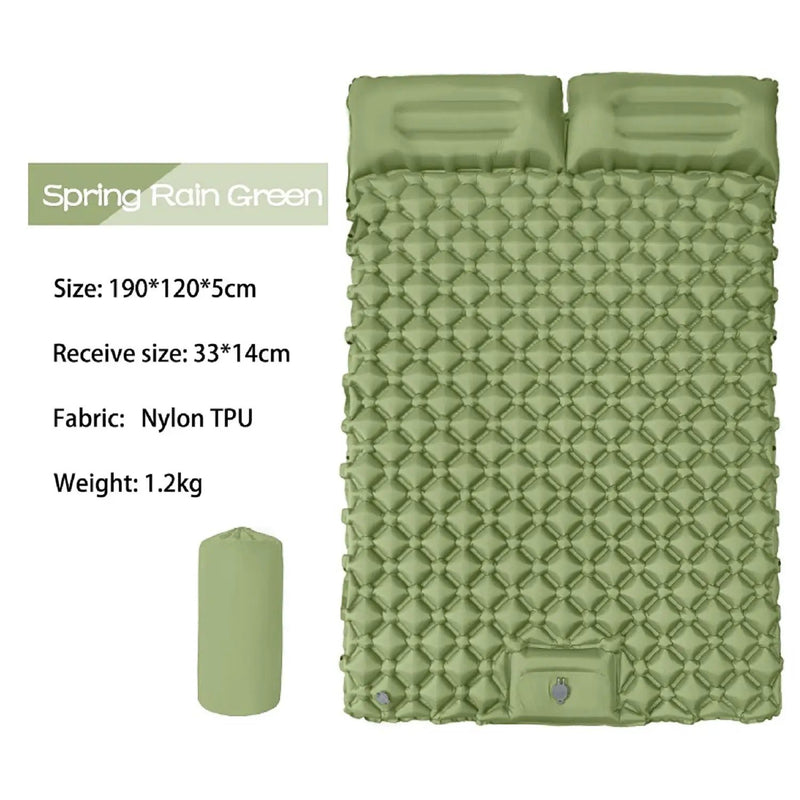 Ultralight 2 Person Inflatable Camping Sleeping Mat with Built-in Foot Pump and Pillow YFHY7016 by ECOTREK