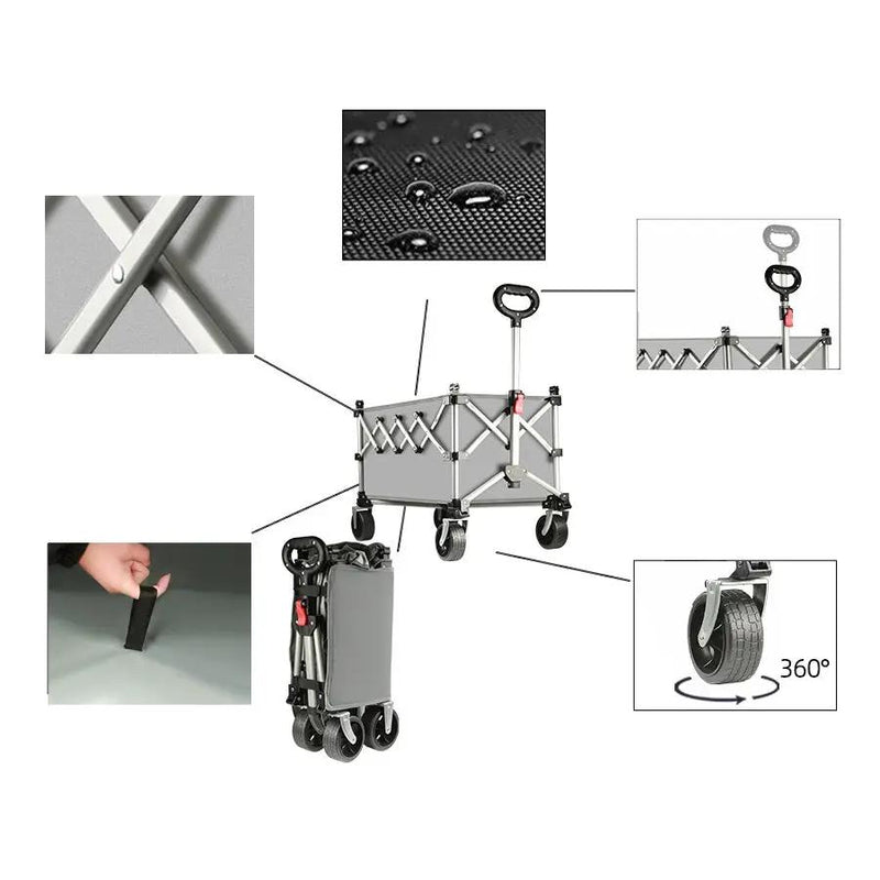 Ecotrek Folding Camping Trolley Heavy Duty Wagon Cart 150L XY1071 by ECOTREK