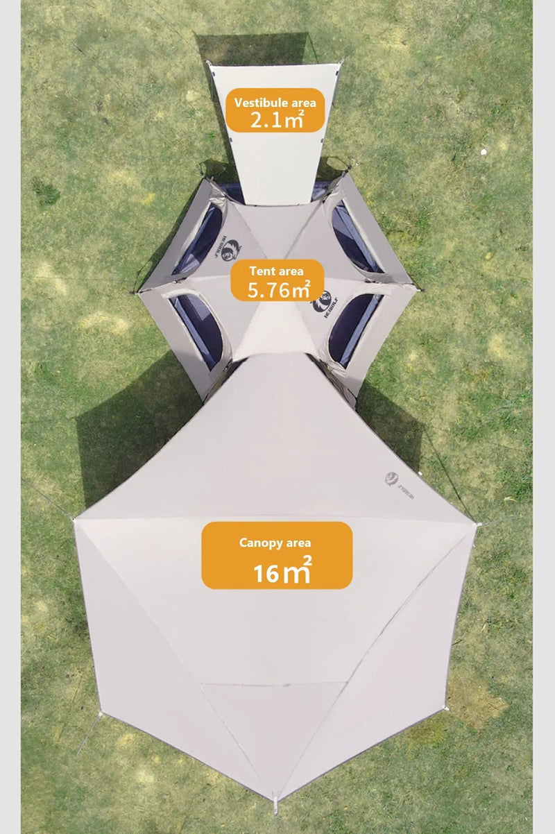 Pop-up Hexagonal Double-Layer Waterproof Tent + Winged CanopyDYLF2063 by ECOTREK