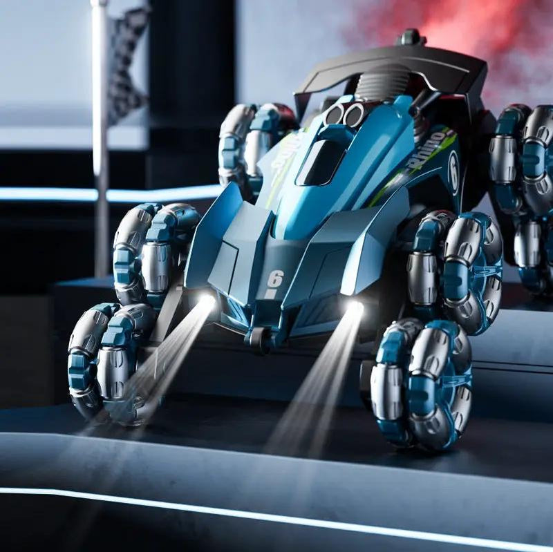 8 Wheels RC Stunt 2.4GHz Drift Car Spray & Light 360° Flips Rotating Swivel Arm by dealonline.co.nz