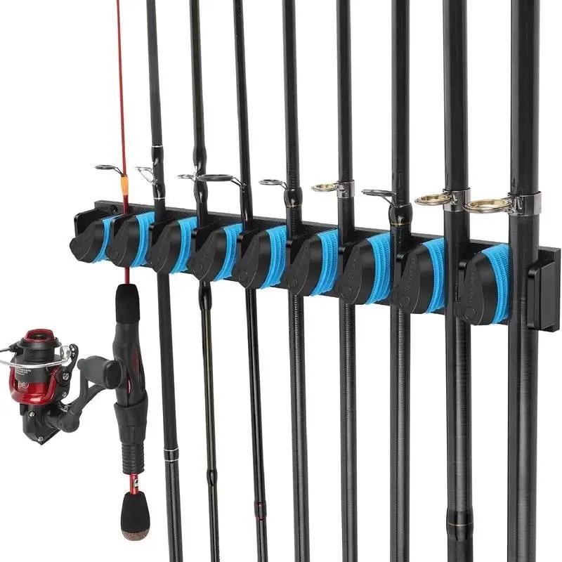 Vertical Wall Fishing Rod Holder Rack for 9 Rods, Fits 3-19mm Diameter by dealonline.co.nz