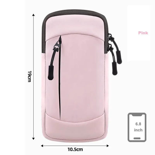 ECOTREK Storage Bag Waterproof Running Armband Phone Holder – 2 Pocket Sports Wrist Wallet for Gym & Outdoor Exercise (Fits up to 6.8” phone) RMX1603 Waterproof Running Armband Phone Holder – 2 Pocket Sports Wrist Wallet for Gym & Outdoor Exercise (Fits up to 6.8” phone) RMX1603