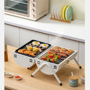 Portable Charcoal Grill Smoke Barbecue Grill Lockable Lid Wooden Handle by dealonline.co.nz