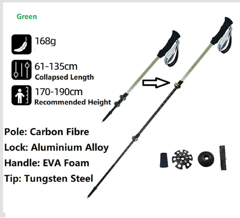 ECOTREK Carbon Fibre Hiking Poles – Ultra-Lightweight 3-Section Adjustable Trekking Poles LBDS11687 Carbon Fibre Hiking Poles – Ultra-Lightweight 3-Section Adjustable Trekking Poles LBDS11687