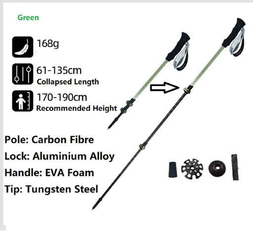 ECOTREK Carbon Fibre Hiking Poles – Ultra-Lightweight 3-Section Adjustable Trekking Poles LBDS11687 Carbon Fibre Hiking Poles – Ultra-Lightweight 3-Section Adjustable Trekking Poles LBDS11687