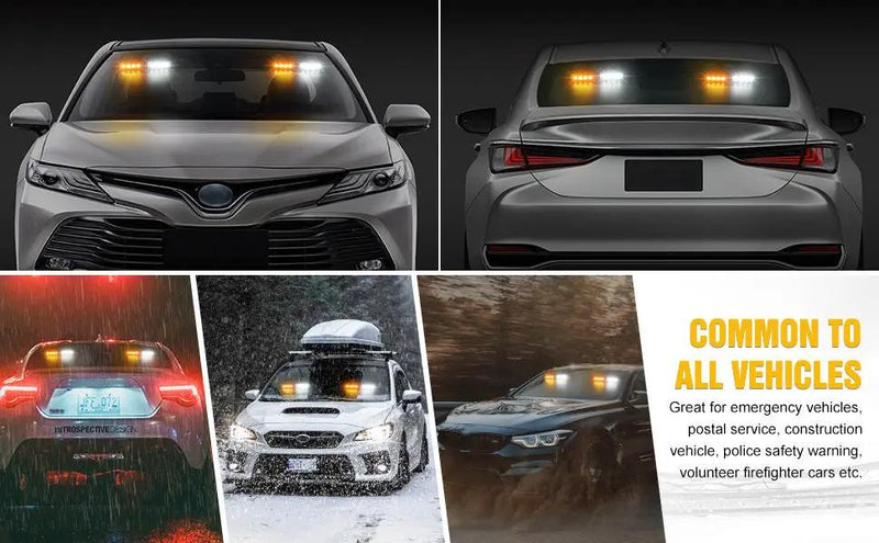 12V 2 in 1 Emergency Dash Strobe Lights Interior Windshield Amber White Warning by salelink.co.nz