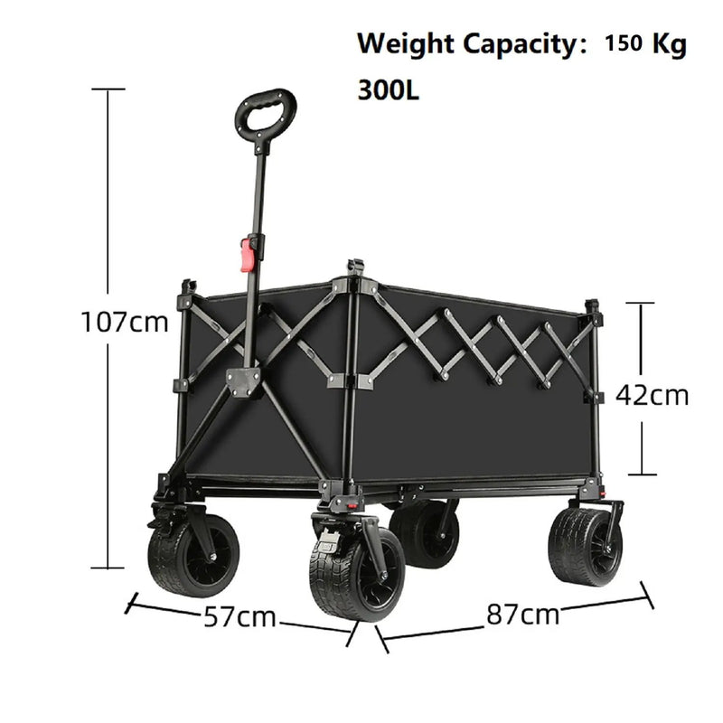 Ecotrek Foldable All-Terrain Wagon Cart 300L Heavy Duty Beach Cart XY1102 by ECOTREK