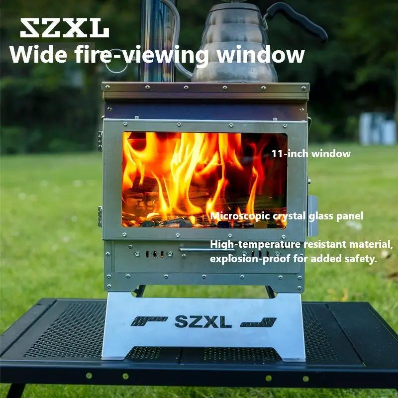 Wood Burning Stove – Outdoor Winter Heating Stove with Fire Viewing Glass SZXL2934 by ECOTREK