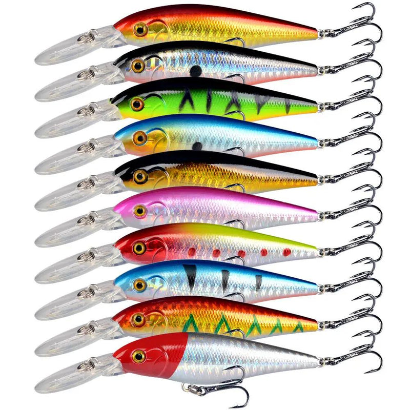 10 Pack Fishing Lures Hard Baits, 3D Eyes Minnow Fishing Lures 11cm 10.5g by dealonline.co.nz