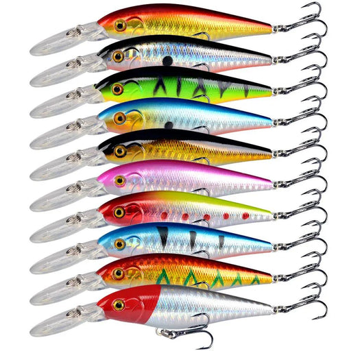 10 Pack Fishing Lures Hard Baits, 3D Eyes Minnow Fishing Lures 11cm 10.5g by dealonline.co.nz