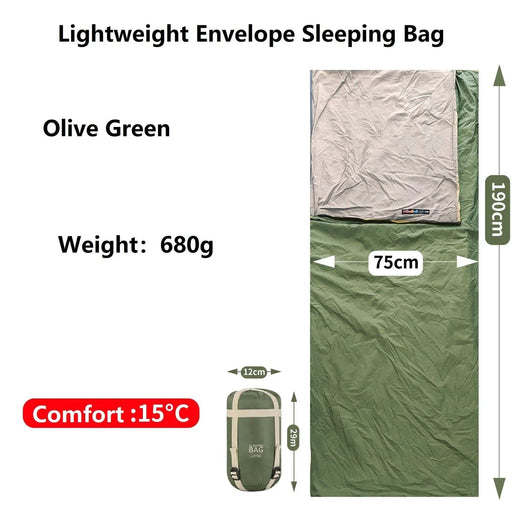 ECOTREK Sleeping Bags Ecotrek Summer Cloud Lightweight Sleeping Bag Olive Green 190cm Ecotrek Summer Cloud Lightweight Sleeping Bag Olive