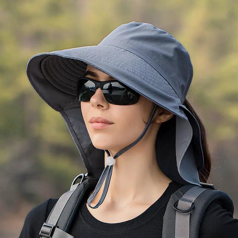 GREY Sun Hats Wide Brim Bucket Outdoor Fishing Hiking Cap UV Protection by dealonline.co.nz