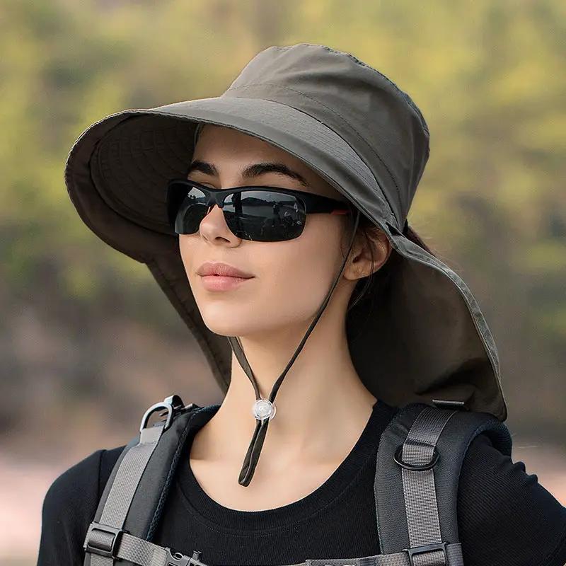 GREY Sun Hats Wide Brim Bucket Outdoor Fishing Hiking Cap UV Protection by dealonline.co.nz