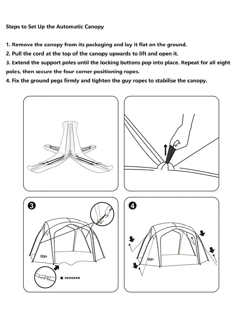 Automatic Dome Canopy & Tent – Includes 4 Side Walls and 1 Groundsheet SZXL9781 by ECOTREK