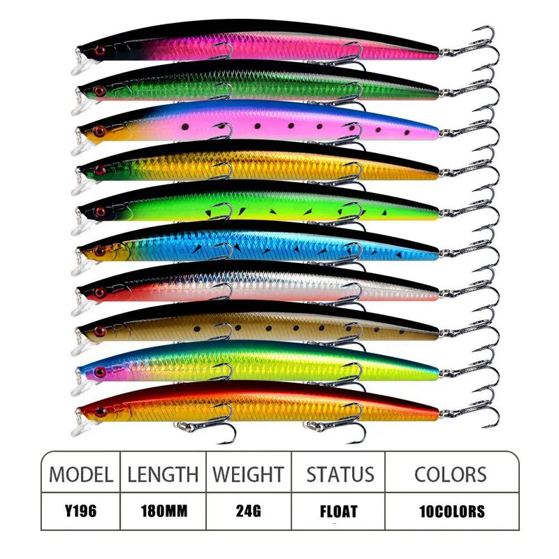 10pcs/p Large Fishing Lures 18cm Hard Bait Lures with Treble Hook Lifelike by dealonline.co.nz