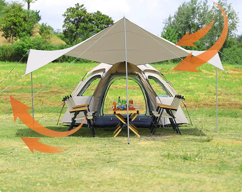 Pop-up Hexagonal Double-Layer Waterproof Tent + Winged CanopyDYLF2063 by ECOTREK