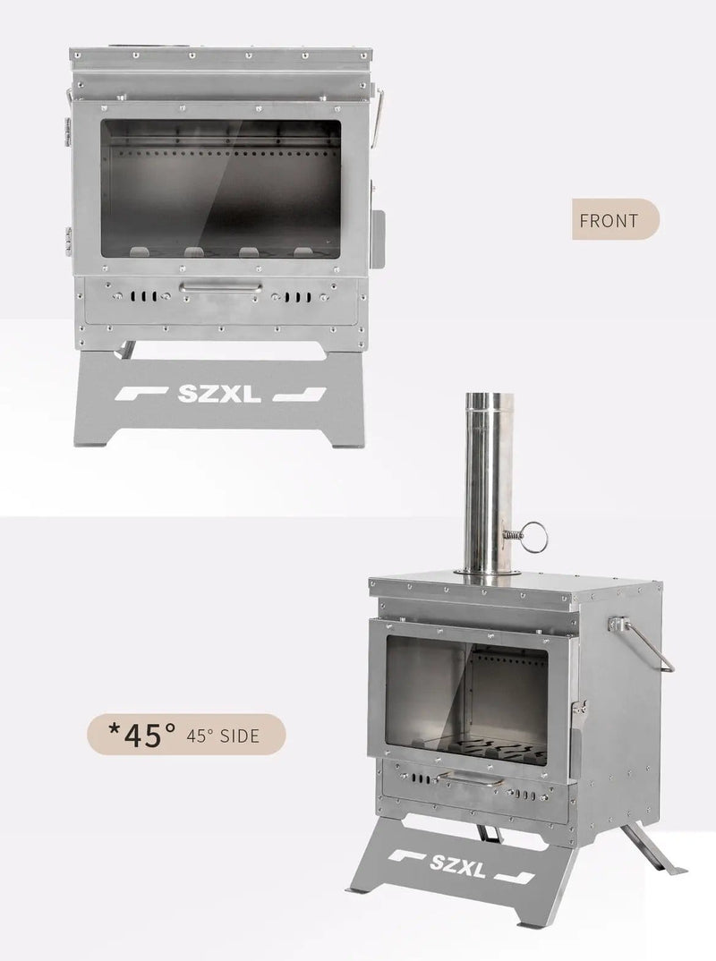 Wood Burning Stove – Outdoor Winter Heating Stove with Fire Viewing Glass SZXL2934 by ECOTREK
