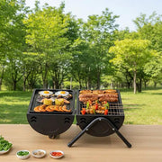 Portable Charcoal Grill Smoke Barbecue Grill Lockable Lid Wooden Handle by dealonline.co.nz