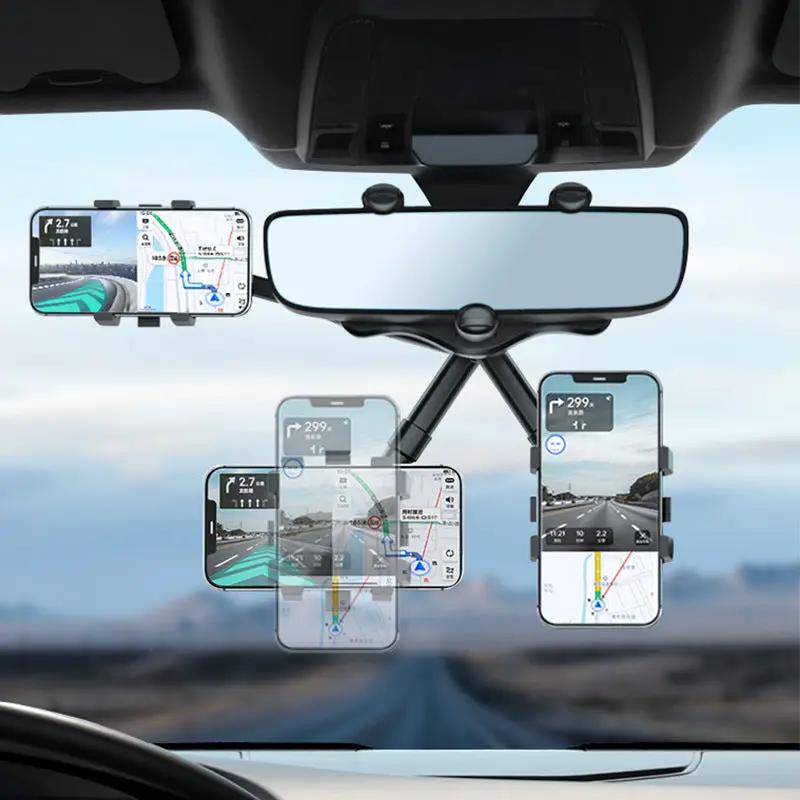 Car Phone Holder 360 Rotatable Multifunctional Rearview Mirror Universal Mount by dealonline.co.nz
