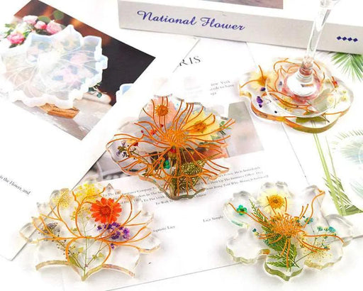 Coaster Moulds - Flowers (4pcs pack) by Resin Art NZ
