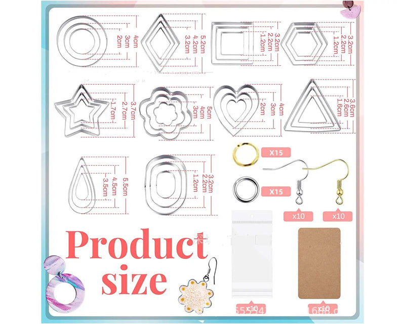130 Piece DIY Clay Earring Cutter Polymer Clay Cutter Colourful Clay Earring Accessories Mould by Resin Art NZ