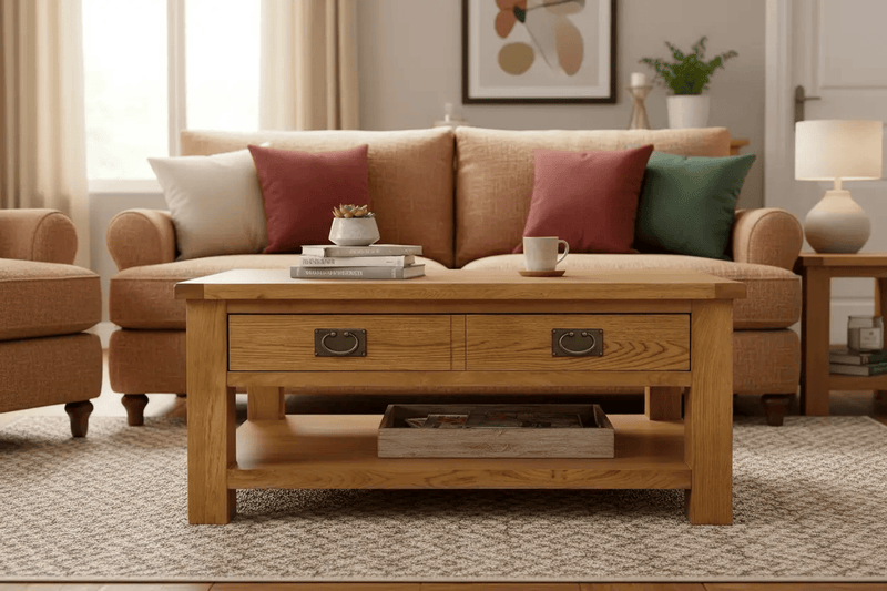 BroDeals Coffee Table Oak Coffee Table with One Drawers Oak Coffee Table with One Drawers