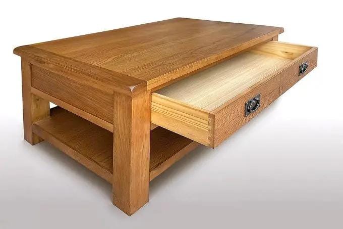 BroDeals Coffee Table Oak Coffee Table with One Drawers Oak Coffee Table with One Drawers