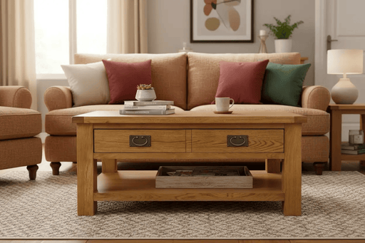 BroDeals Coffee Table Oak Coffee Table with One Drawers Oak Coffee Table with One Drawers
