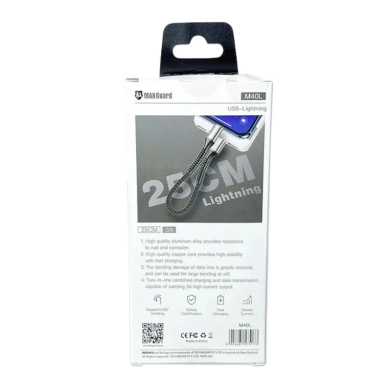 Maxguard 25cm USB-A to Lightning cable M40L by 9eight5