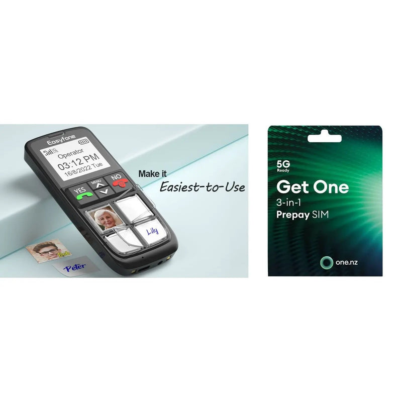 Easyfone 4G Picture Button Cell Phone for Seniors (Suitable on Spark, Skinny & One NZ Networks) by Eldertech