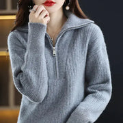 Women's 100% Merino Wool Thick Turtleneck Sweater - Zipper Front, Loose Fit | Winter Warmth by Mead's Supply & Equipment Outfitters limited