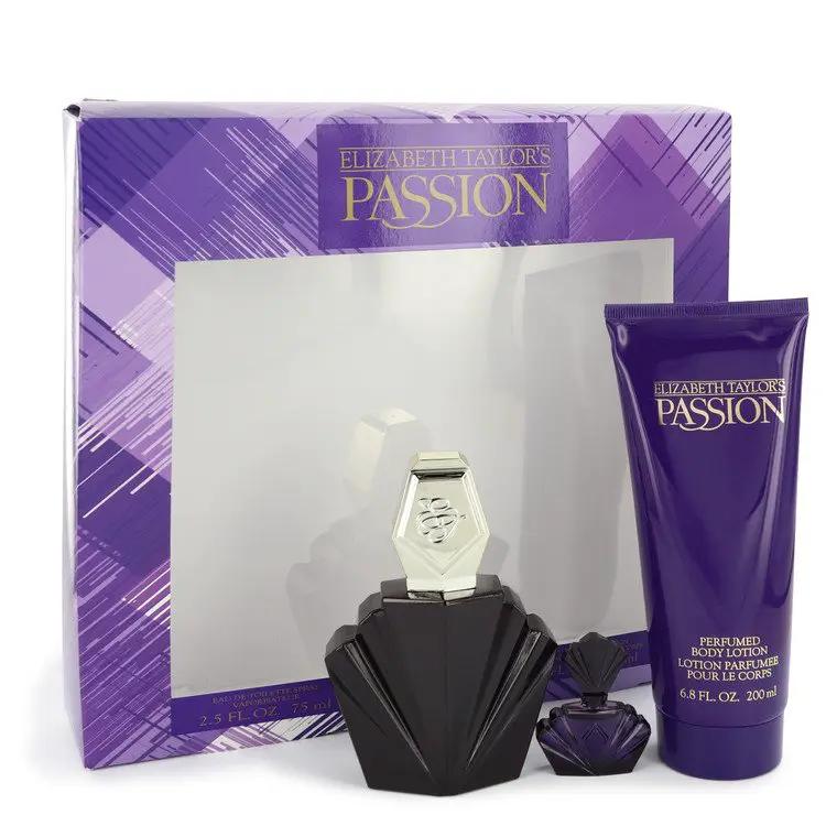 Passion Gift Set - 2.5 oz Eau De Toilette Spray + .12 oz Mini EDP + 6.8 oz Body Lotion by Elizabeth Taylor -- by Brands HD