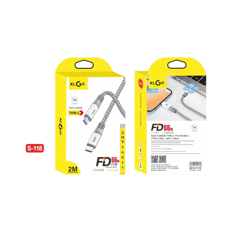 Frankly Cotton PD 66W Fast Charge Type-C to Type-C Cable - 2M by Nest & Stem Homewares