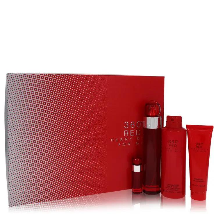 Perry Ellis 360 Red Gift Set - 3.4 oz Eau De Toilette Spray + .25 oz Mini EDT Spray + 6.8 oz Body Spray + 3 oz Shower Ge by Perry Ellis -- by Brands HD