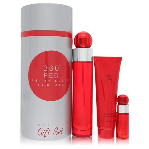 Brands HD Gift Set - 3.4 oz Eau De Toilette Spray + .25 oz Mini EDT Spray + 3 oz Shower Gel in Tube Box Perry Ellis 360 Red Gift Set - 3.4 oz Eau De Toilette Spray + .25 oz Mini EDT Spray + 3 oz Shower Gel in Tube Box by Perry Ellis -- Perry Ellis 360 Red Gift Set - 3.4 oz Eau De Toilette Spray + .25 oz Mini EDT Spray + 3 oz Shower Gel in Tube Box by Perry Ellis --