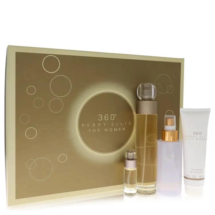 Perry Ellis 360 Gift Set - 3.4 oz Eau De Toilette Spray + 4 oz Body Mist + 3 oz Shower Gel + .25 Mini EDT Spray by Perry Ellis -- by Brands HD