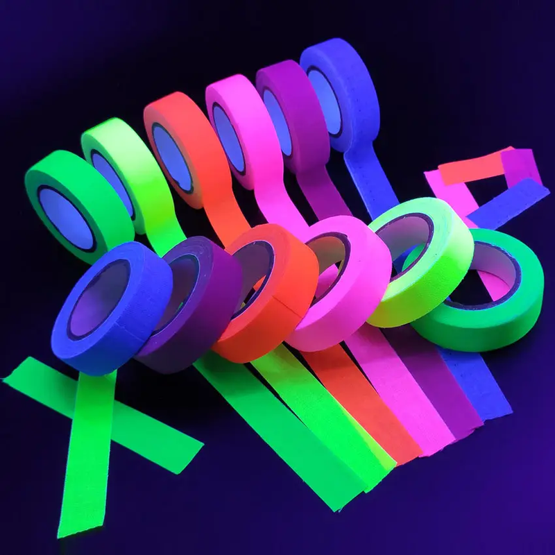6 Colors Neon Cloth Tape Glow in Dark UV Light / Blacklight Tape by salelink.co.nz