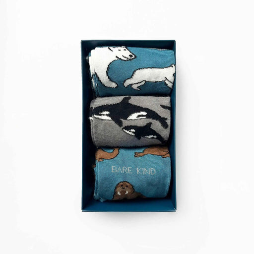Arctic Animals Bamboo Socks Gift Box of 3 by Barekind NZ