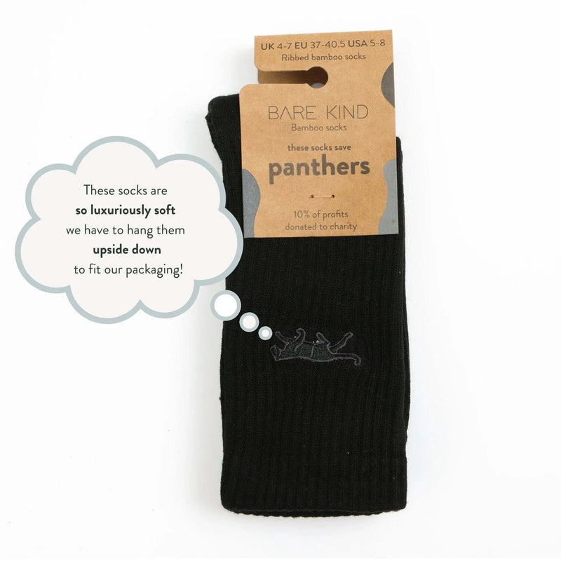 Save the Black Panthers Ribbed Bamboo Socks by Barekind NZ