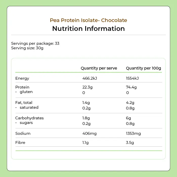 Pea Protein Powder - Chocolate 1kg by Kiwi Nutrition