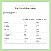 Pea Protein Powder - Vanilla 1kg by Kiwi Nutrition