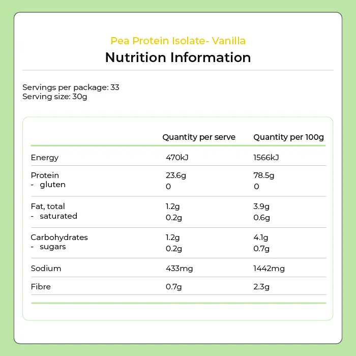 Pea Protein Powder - Vanilla 1kg by Kiwi Nutrition