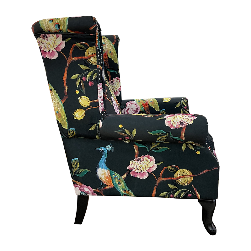Peacock Wingback Armchair - Black by BroDeals