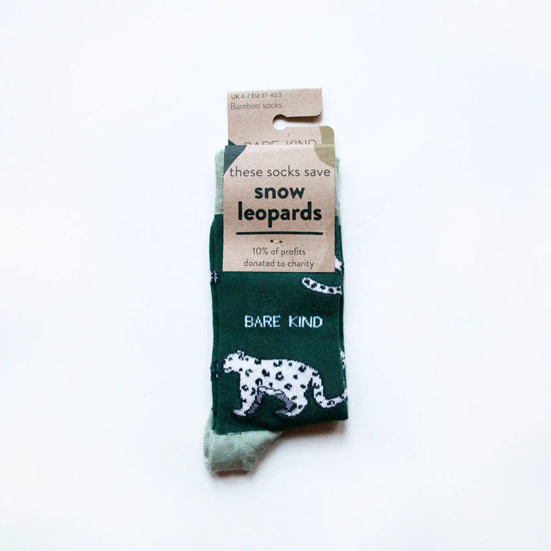 Save the Snow Leopards Bamboo Socks by Barekind NZ