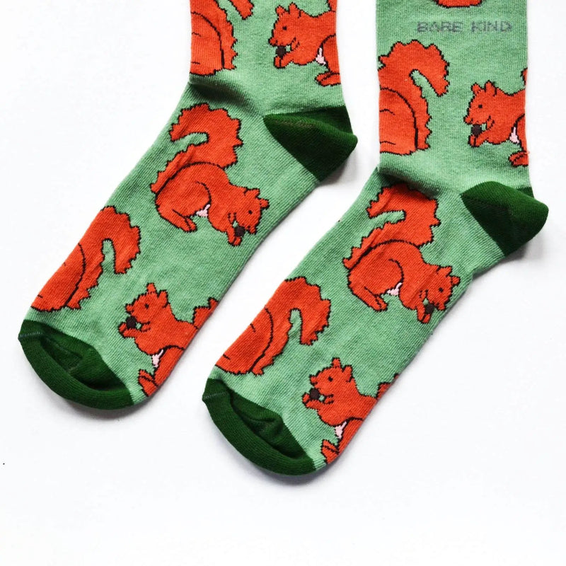 Save the Red Squirrels Bamboo Socks by Barekind NZ