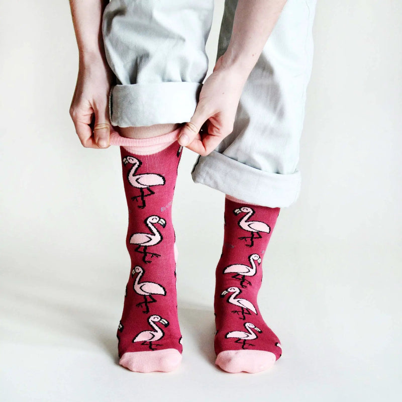 Save the Flamingos Bamboo Socks by Barekind NZ