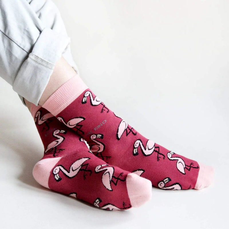 Save the Flamingos Bamboo Socks by Barekind NZ
