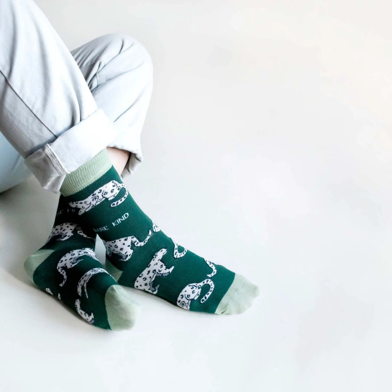 Save the Snow Leopards Bamboo Socks by Barekind NZ